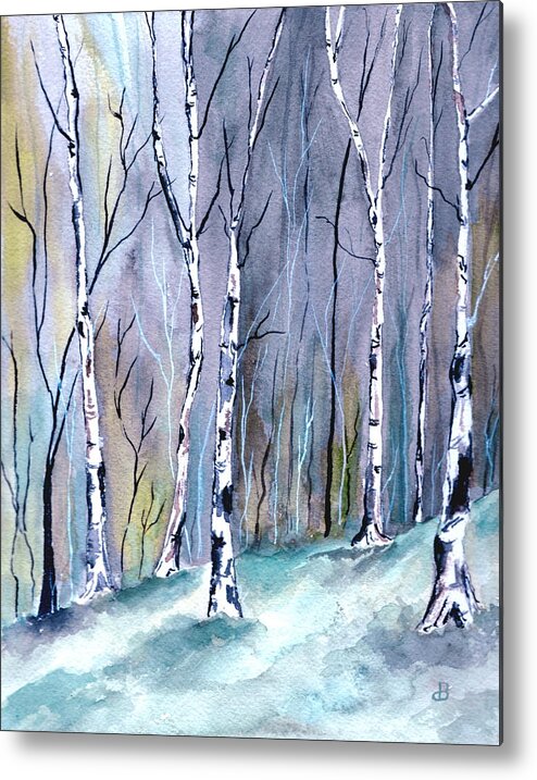 Landscape Metal Print featuring the painting Birches In The Forest by Brenda Owen