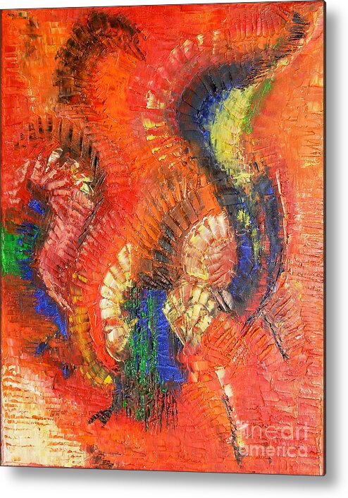 Abstract Painting Paintings Metal Print featuring the painting Bird Of Paradise by Belinda Capol