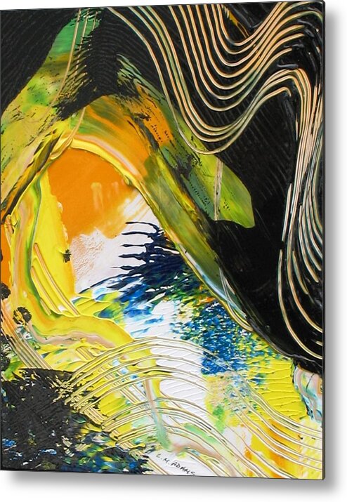 Abstract Painting Metal Print featuring the painting Black and Yellow Abstract by Louise Adams