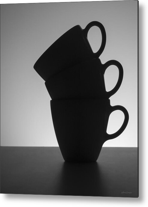 Coffee Metal Print featuring the photograph Black Coffee Cups by Steven Milner