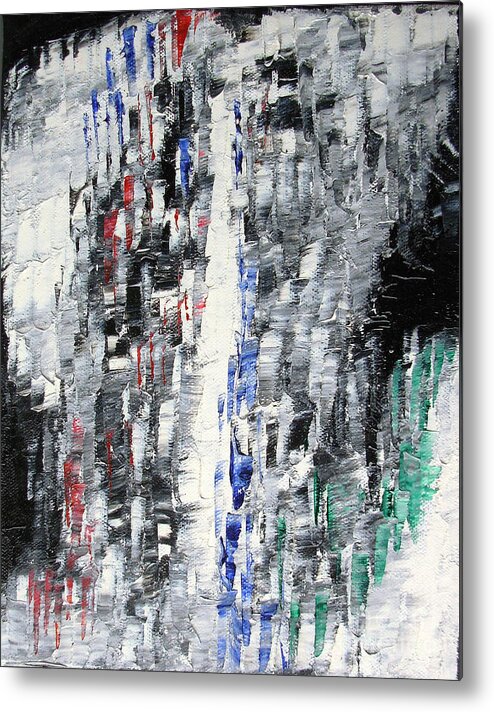 Abstract Painting Paintings Metal Print featuring the painting Black Crystal Cave by Belinda Capol