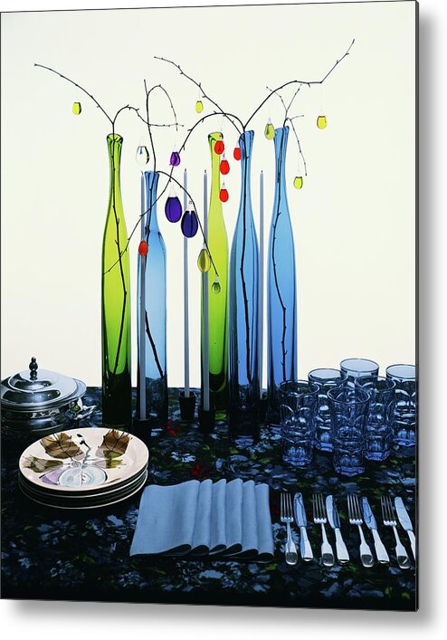 Dining Room Metal Print featuring the photograph Blenko Glass Bottles by Rudy Muller