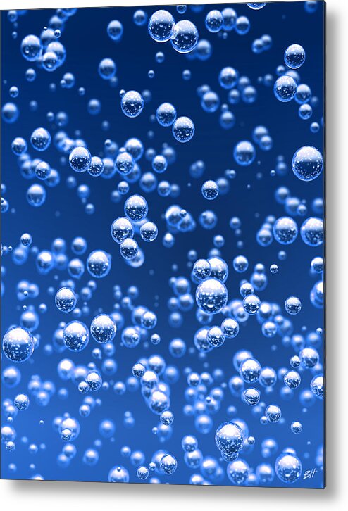Bubble Metal Print featuring the digital art Blue bubbles by Bruno Haver