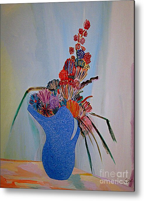Flowers Metal Print featuring the painting Blue Vase 22 by Bill OConnor