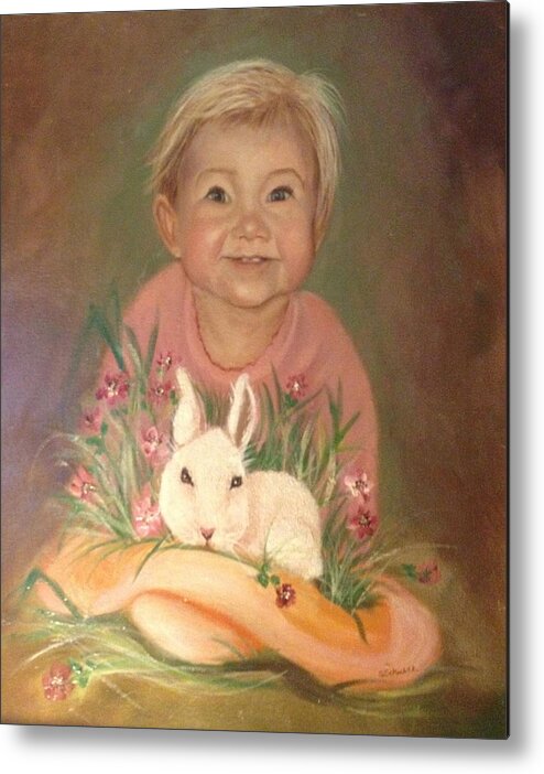 Bunny Metal Print featuring the painting Bunny Rabbit by Sharon Schultz