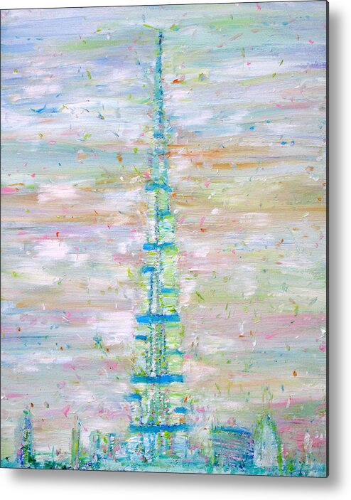 Burj Metal Print featuring the painting Burj Khalifa - Dubai by Fabrizio Cassetta