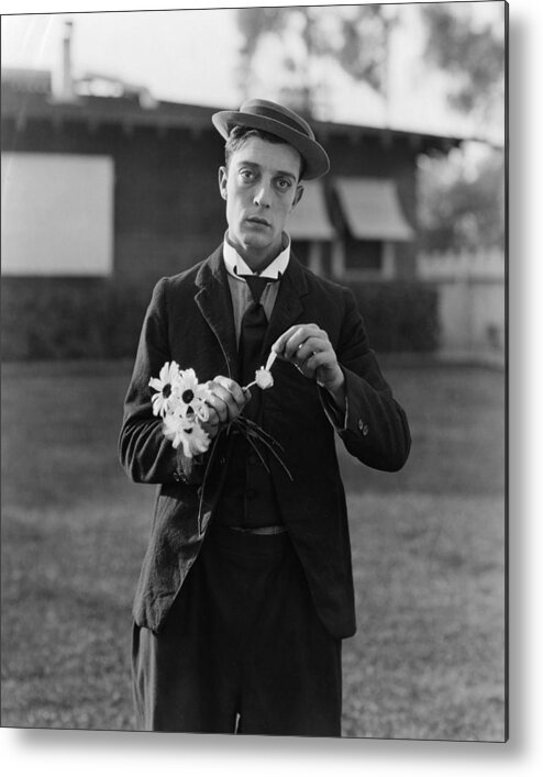Movie Poster Metal Print featuring the photograph Buster Keaton Portrait by Georgia Clare