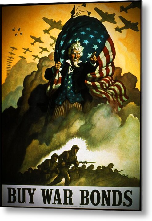 Uncle Sam Metal Print featuring the digital art Buy War Bonds by Bob Geary