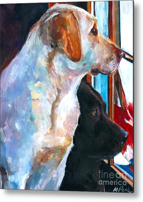 Labrador Retriever Metal Print featuring the painting By My Side by Molly Poole