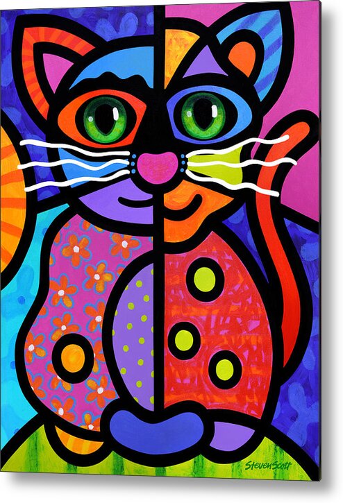 Cat Metal Print featuring the painting Calico Cat by Steven Scott