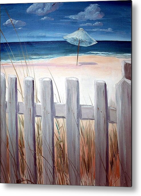 Blue Sky Metal Print featuring the painting Calm Day at the Seashore by Bernadette Krupa