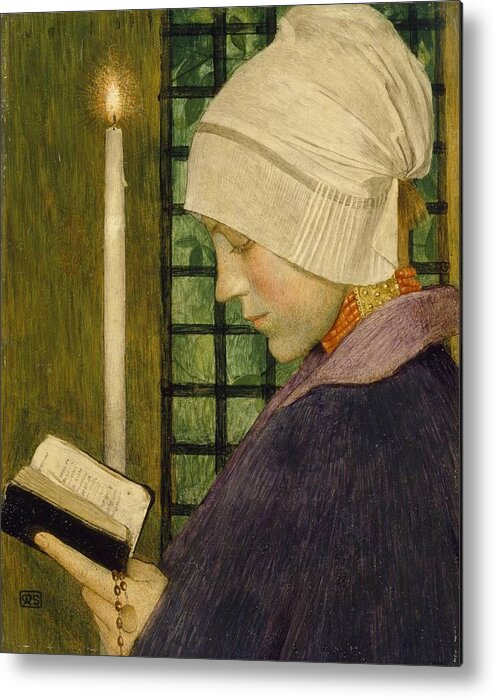 Marianne Stokes - Candlemas Day Metal Print featuring the painting Candlemas Day by MotionAge Designs
