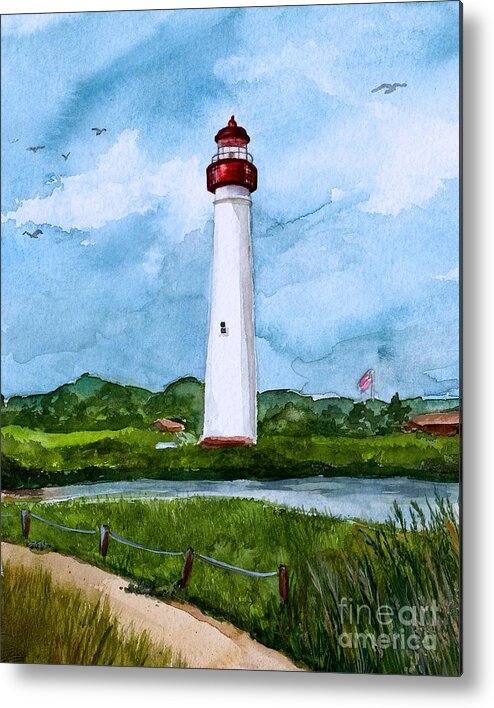 Cape May Lighthouse Metal Print featuring the painting Cape May Light by Nancy Patterson