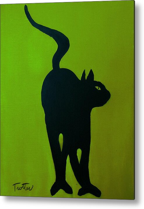 Cat Cats Metal Print featuring the painting Cat Dance in Green by Patrick Trotter