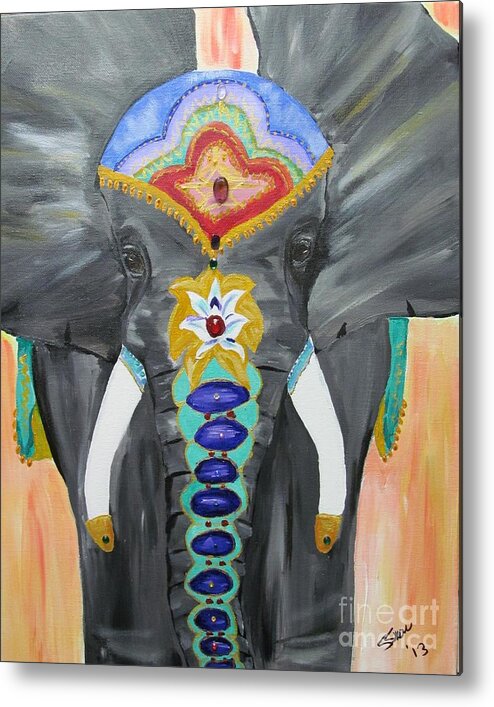Chakra Colors Metal Print featuring the painting Chakra Elephant by Susan Voidets