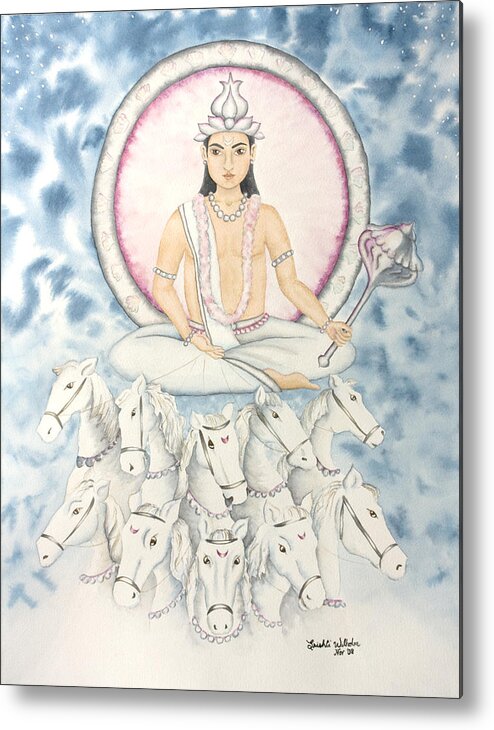Vedic Astrology Metal Print featuring the painting Chandra The Moon by Srishti Wilhelm