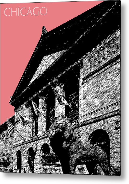 Architecture Metal Print featuring the digital art Chicago Art Institute of Chicago - Light Red by DB Artist