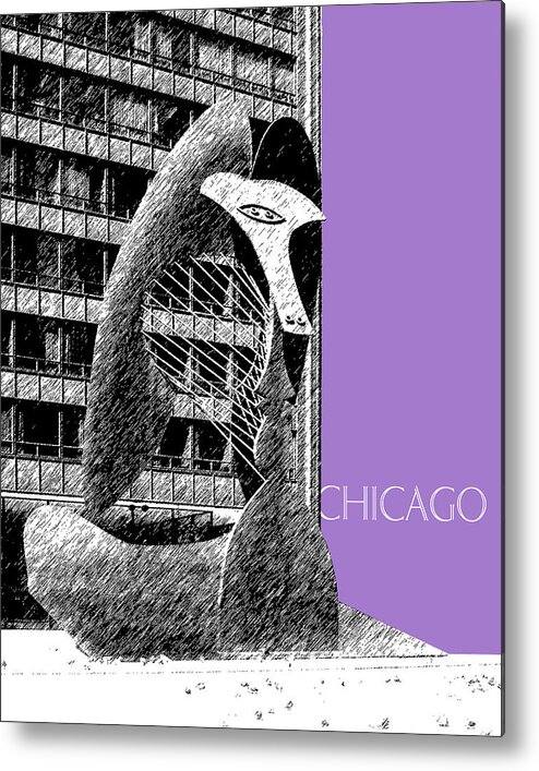 Architecture Metal Print featuring the digital art Chicago Pablo Picasso - Violet by DB Artist