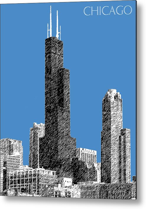 Architecture Metal Print featuring the digital art Chicago Sears Tower - Slate by DB Artist