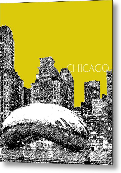 Architecture Metal Print featuring the digital art Chicago The Bean - Mustard by DB Artist