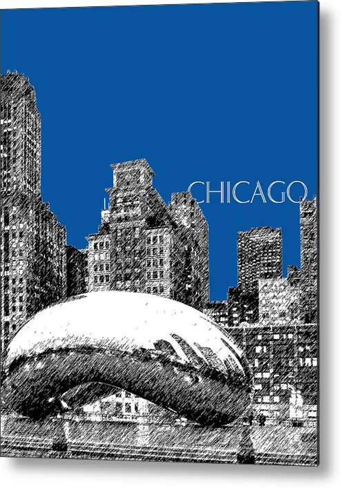 Architecture Metal Print featuring the digital art Chicago The Bean - Royal Blue by DB Artist