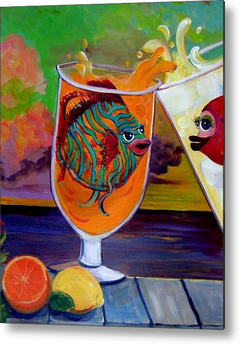 Citrus Art Metal Print featuring the painting Citrus Sunset by Linda Kegley