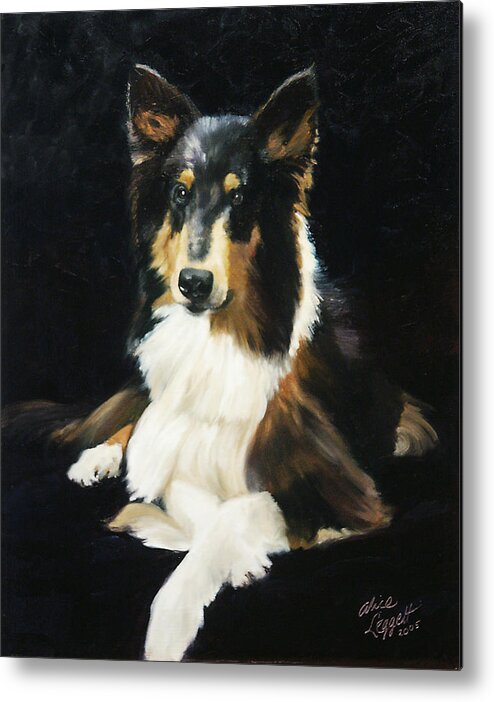 Portrait Metal Print featuring the painting Collie by Alice Leggett