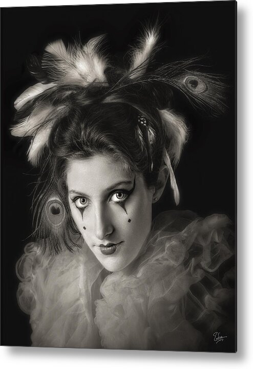 Clown Metal Print featuring the photograph Colombina by Endre Balogh