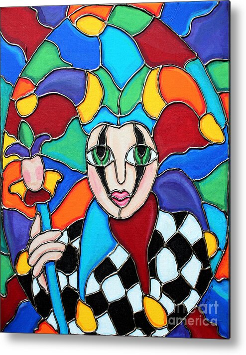 Color Metal Print featuring the painting Colorful Jester by Cynthia Snyder