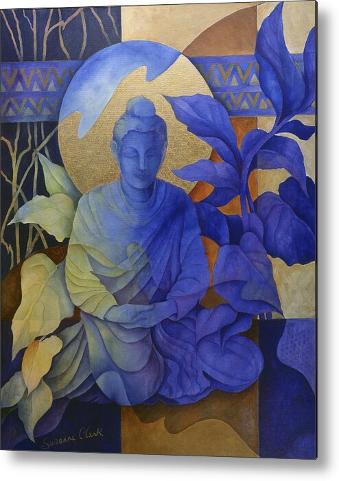 Buddha Metal Print featuring the painting Contemplation - Buddha Meditates by Susanne Clark
