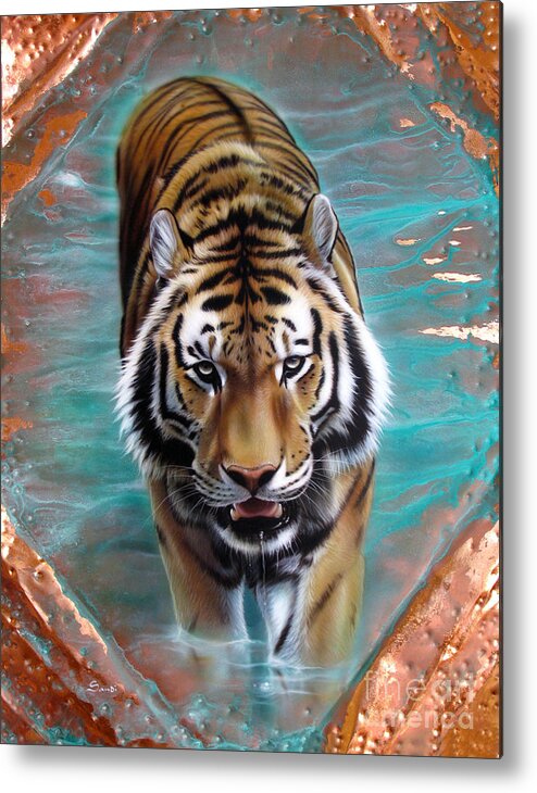 Copper Metal Print featuring the painting Copper Tiger 3 by Sandi Baker