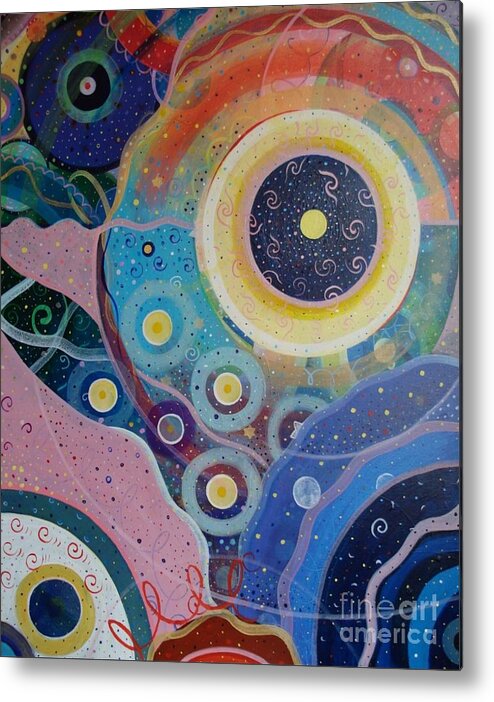 Circles Metal Print featuring the painting Cosmic Carnival Vl aka Circles by Helena Tiainen