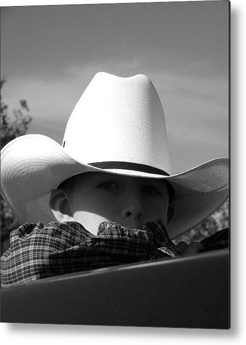 Black And White Metal Print featuring the photograph Country Boy by Amanda Eberly