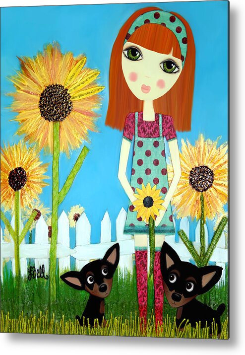 Sunflowers Metal Print featuring the painting Courage 2 by Laura Bell