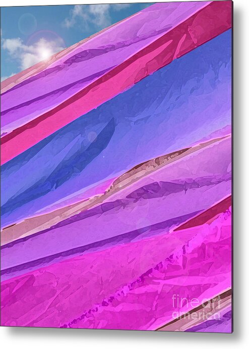 Abstract Metal Print featuring the digital art Cracking the Flags by Deborah Smith