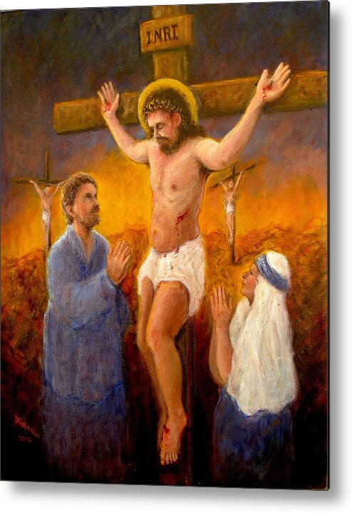 Realism Metal Print featuring the painting Crucifixion by Donelli DiMaria