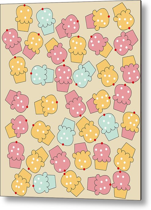 Cupcakes Metal Print featuring the digital art Cupcakes by Neelanjana Bandyopadhyay