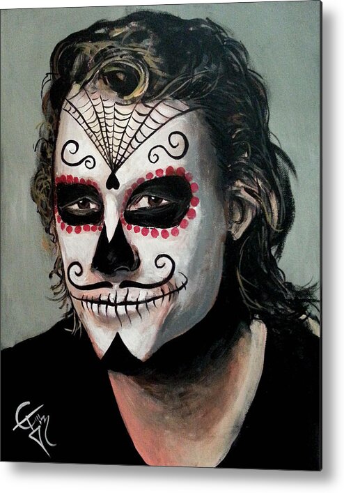 Heath Ledger Metal Print featuring the painting Day of The Dead - Heath Ledger by Tom Carlton