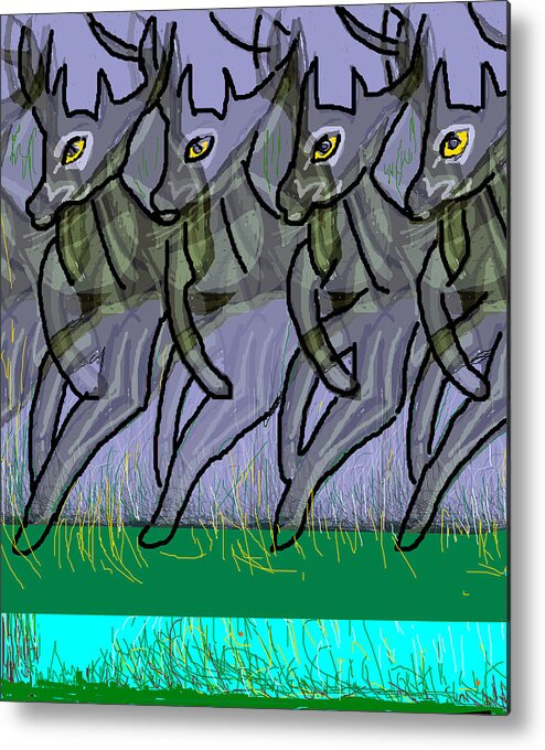 Deers Metal Print featuring the ceramic art Deers by Anand Swaroop Manchiraju