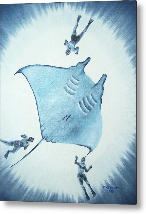 Manta Metal Print featuring the painting Devil Fish by Thomas F Kennedy