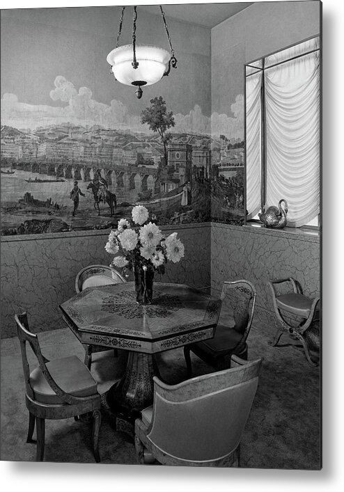 Architecture Metal Print featuring the photograph Dining Room In Helena Rubinstein's Home by F. S. Lincoln