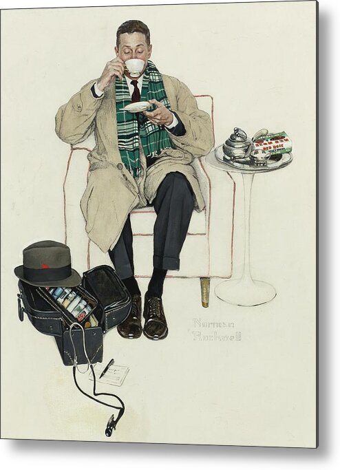 Tags Metal Print featuring the photograph Doctor Relaxing with Tea by Georgia Clare