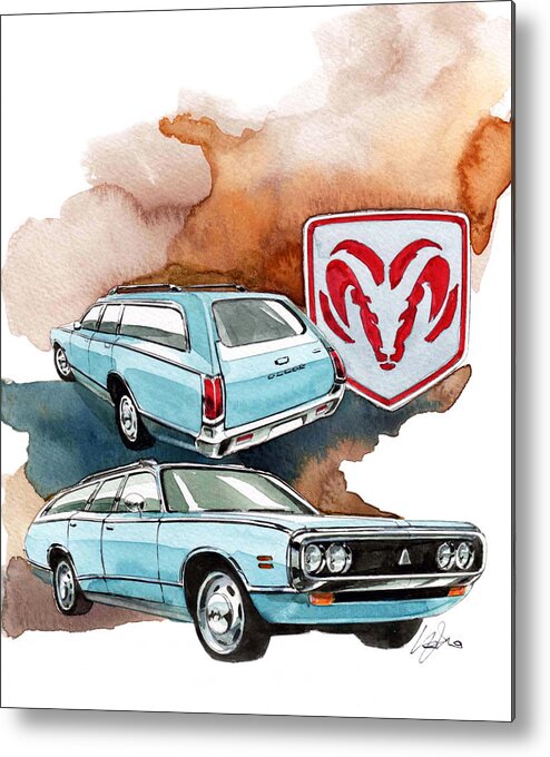 Dodge Coronet Station Wagon Metal Print featuring the painting Dodge Coronet by Yoshiharu Miyakawa