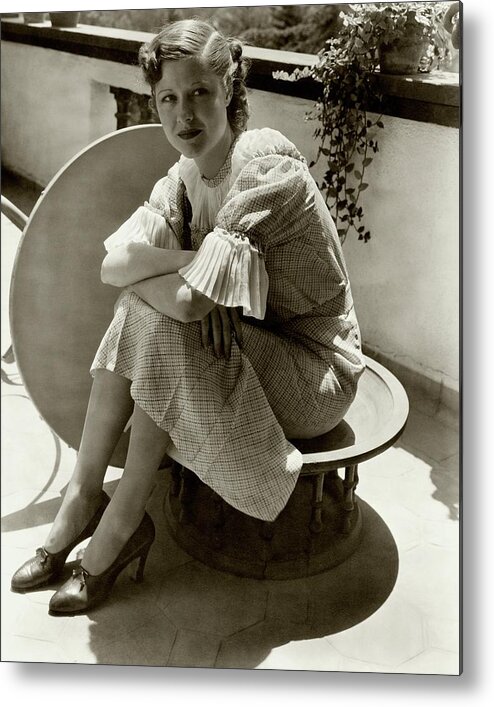 Actress Metal Print featuring the photograph Dorothy Wilson Wearing A Plaid Dress by Imogen Cunningham