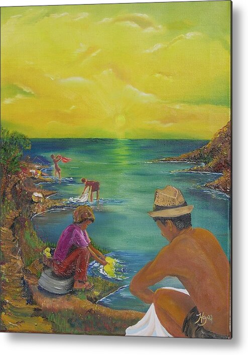 River Metal Print featuring the painting Down by the River by Barbara Hayes