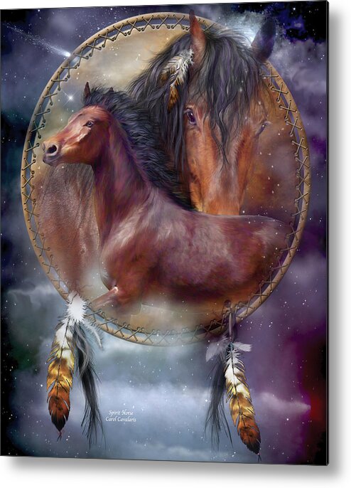 Carol Cavalaris Metal Print featuring the mixed media Dream Catcher - Spirit Horse by Carol Cavalaris
