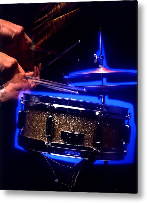 Abstract Metal Print featuring the photograph Drumming Hands by Gary De Capua