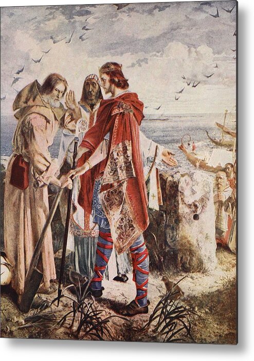 Viking Metal Print featuring the drawing Egfrith Offering The Bishopric by William Bell Scott