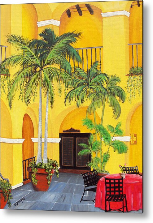 Puerto Rico Convent Metal Print featuring the painting El Convento in Old San Juan by Gloria E Barreto-Rodriguez