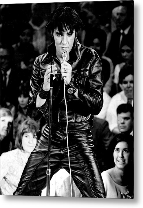 Classic Metal Print featuring the photograph Elvis Presley In Leather Suit by Retro Images Archive